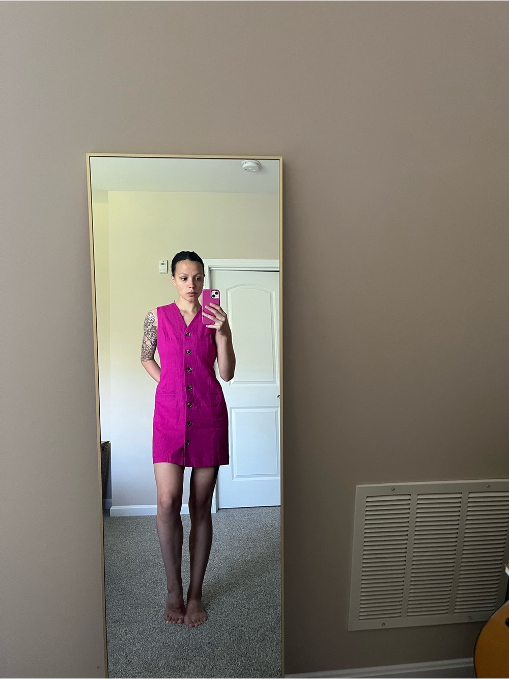 NWT Banana Republic Linen Blend Button Front Tie-Back Mini Dress